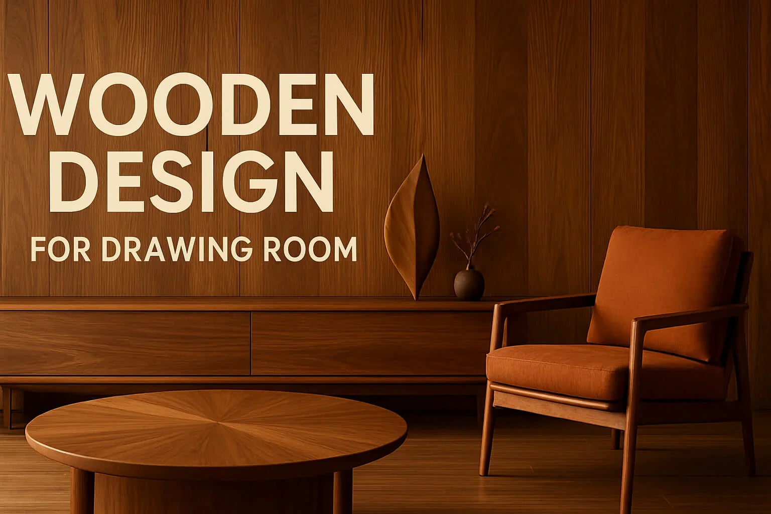 Elegant wooden design drawing for drawing room ideas 2025 showcasing modern furniture and decor.