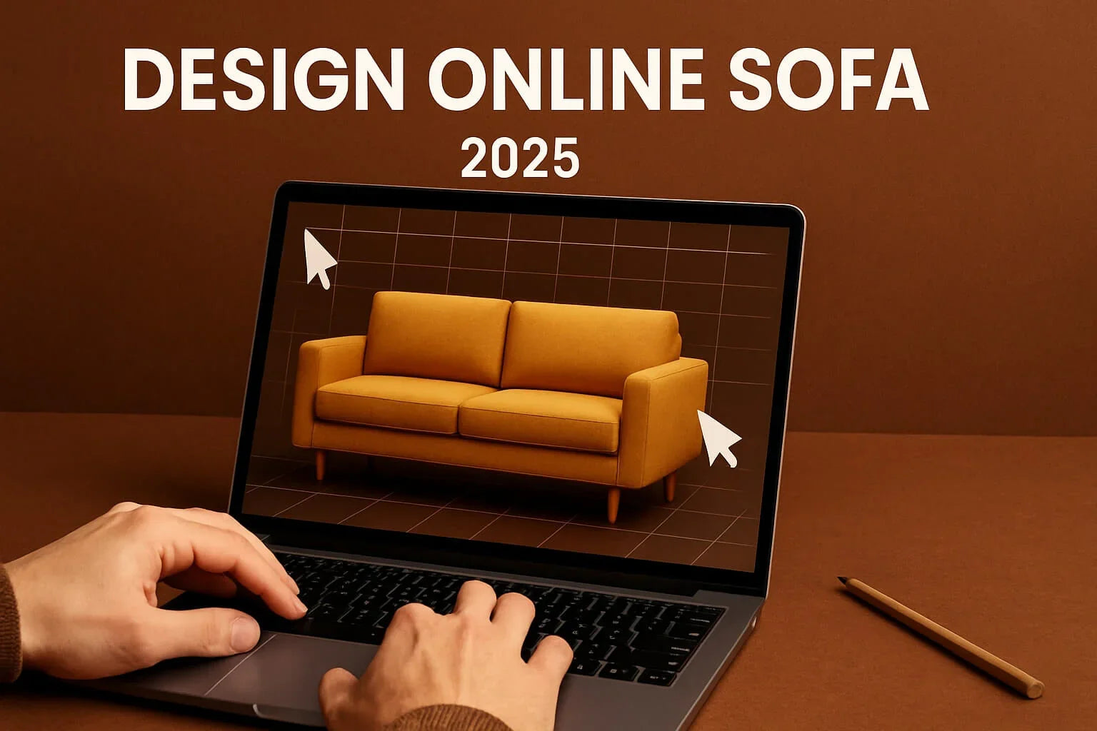 Laptop displaying sofa design software for online sofa design guide 2025