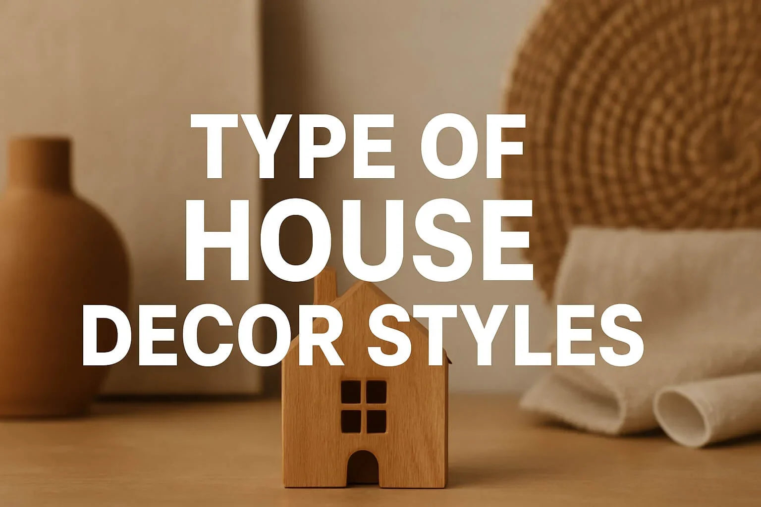 Wooden house model with text overlay