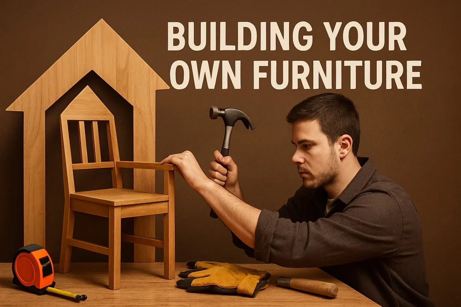 Man building wooden chair in DIY furniture guide 2025