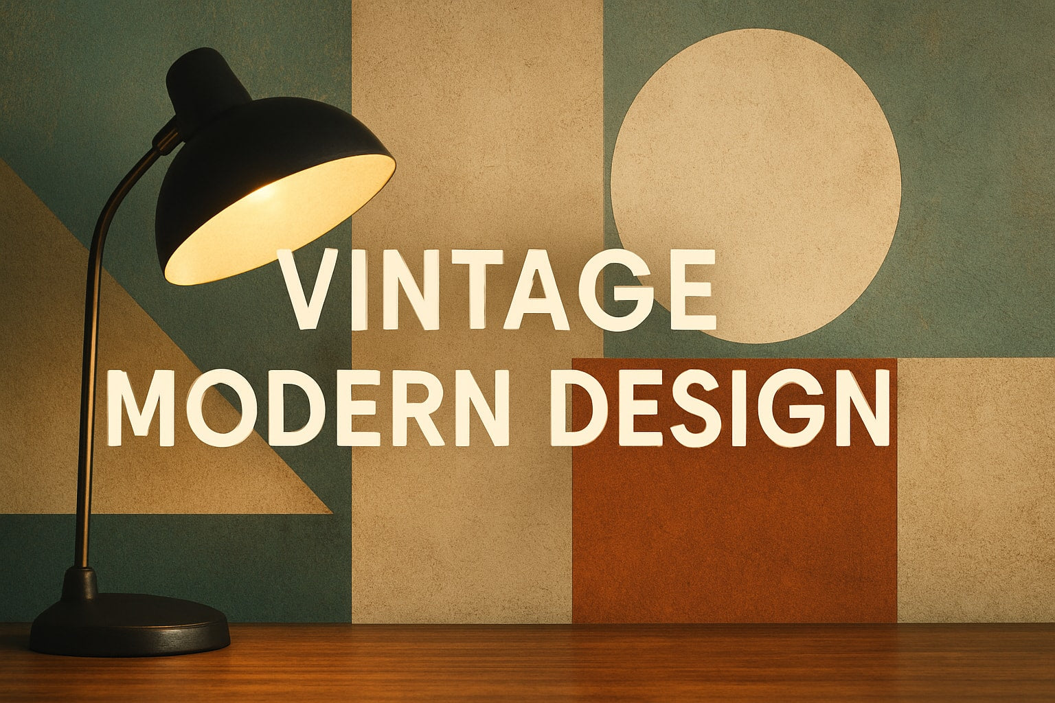 Inspiring Vintage modern lamp against geometric wall art, showcasing 2025 vintage modern design ideas.