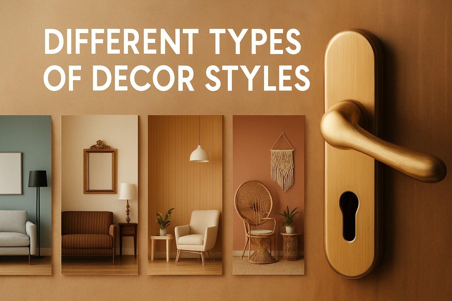 9 Stunning Type of Decor Styles to Try in 2025 with various room setups showcasing trendy designs.