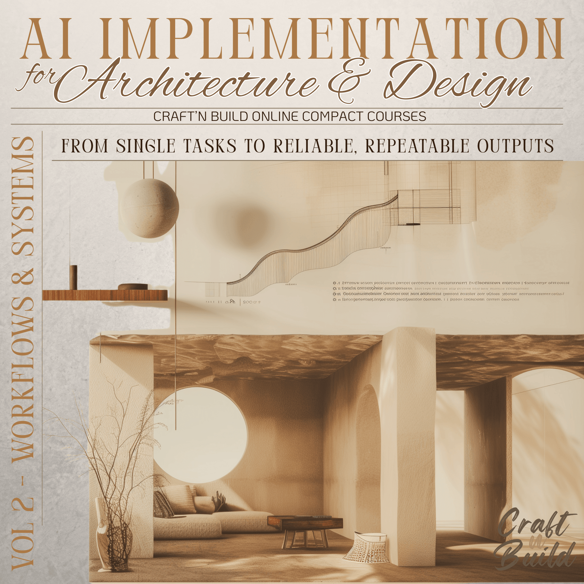 Cover of AI Vol. 2 Workflows for Architects & Designers book focusing on AI integration into professional architecture workflows