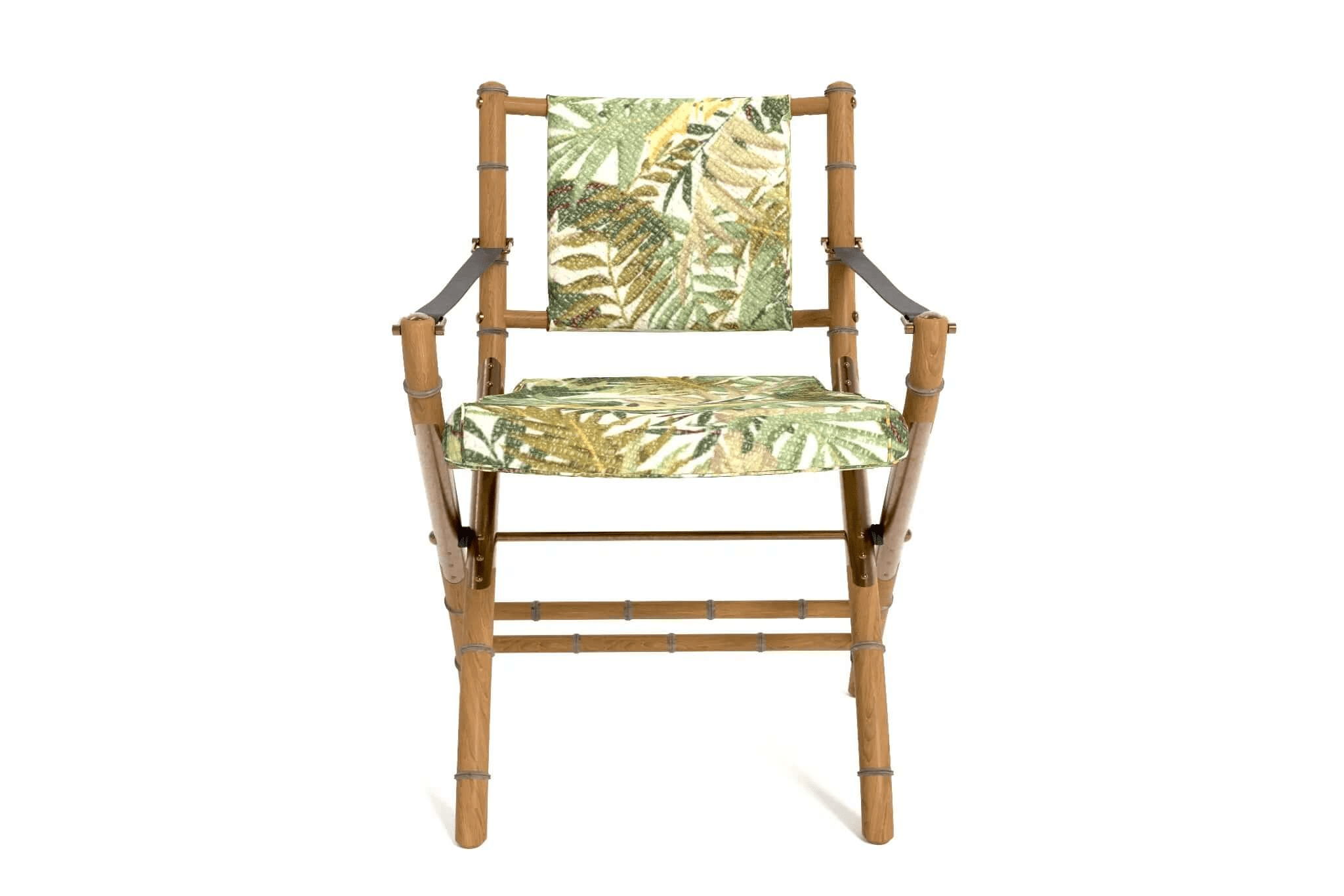 3D CAD model of Campaign Folding Chair with wooden frame and tropical fabric upholstery