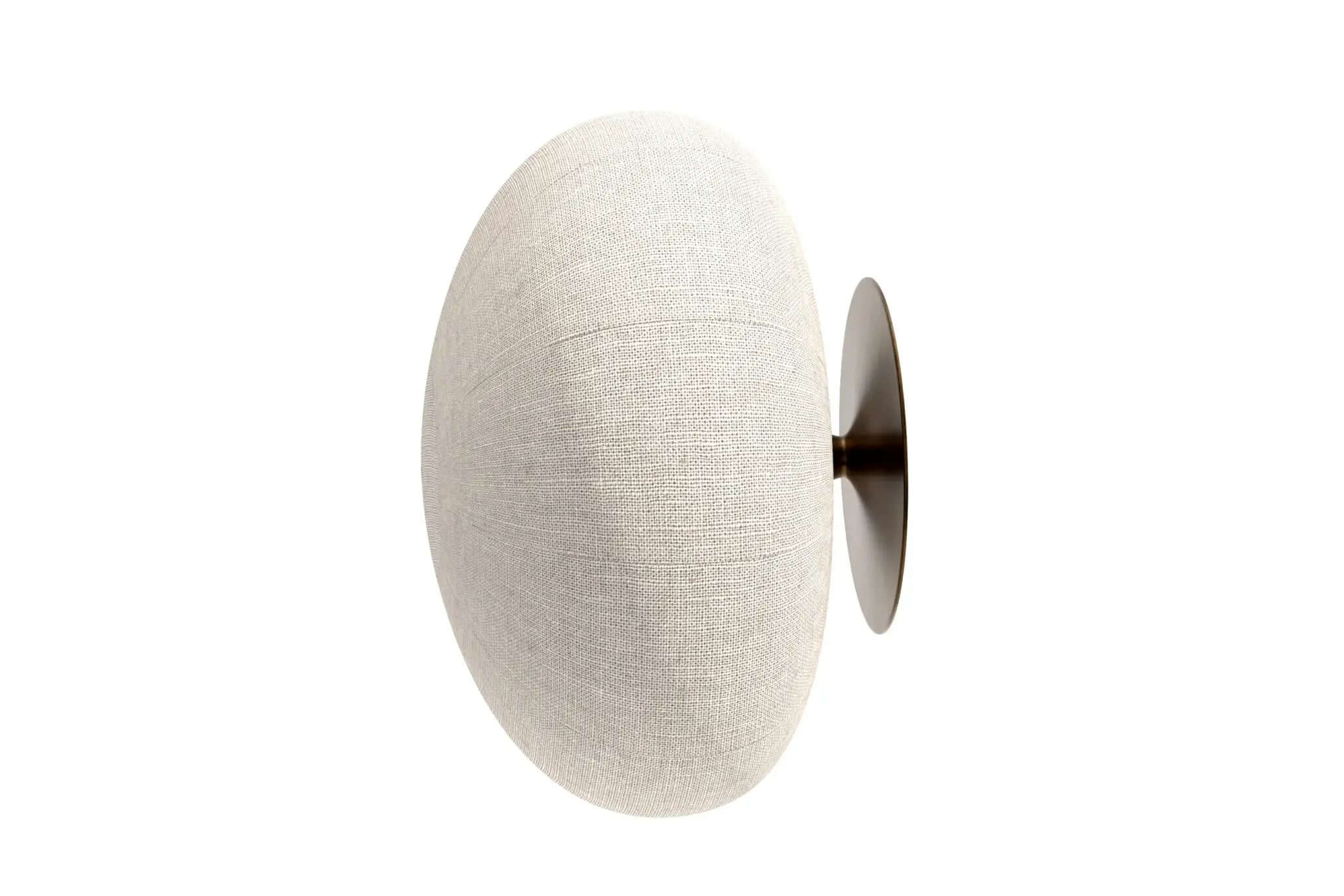 Chouette Wall Lamp with cream fabric shade and bronze metal base mounted on wall