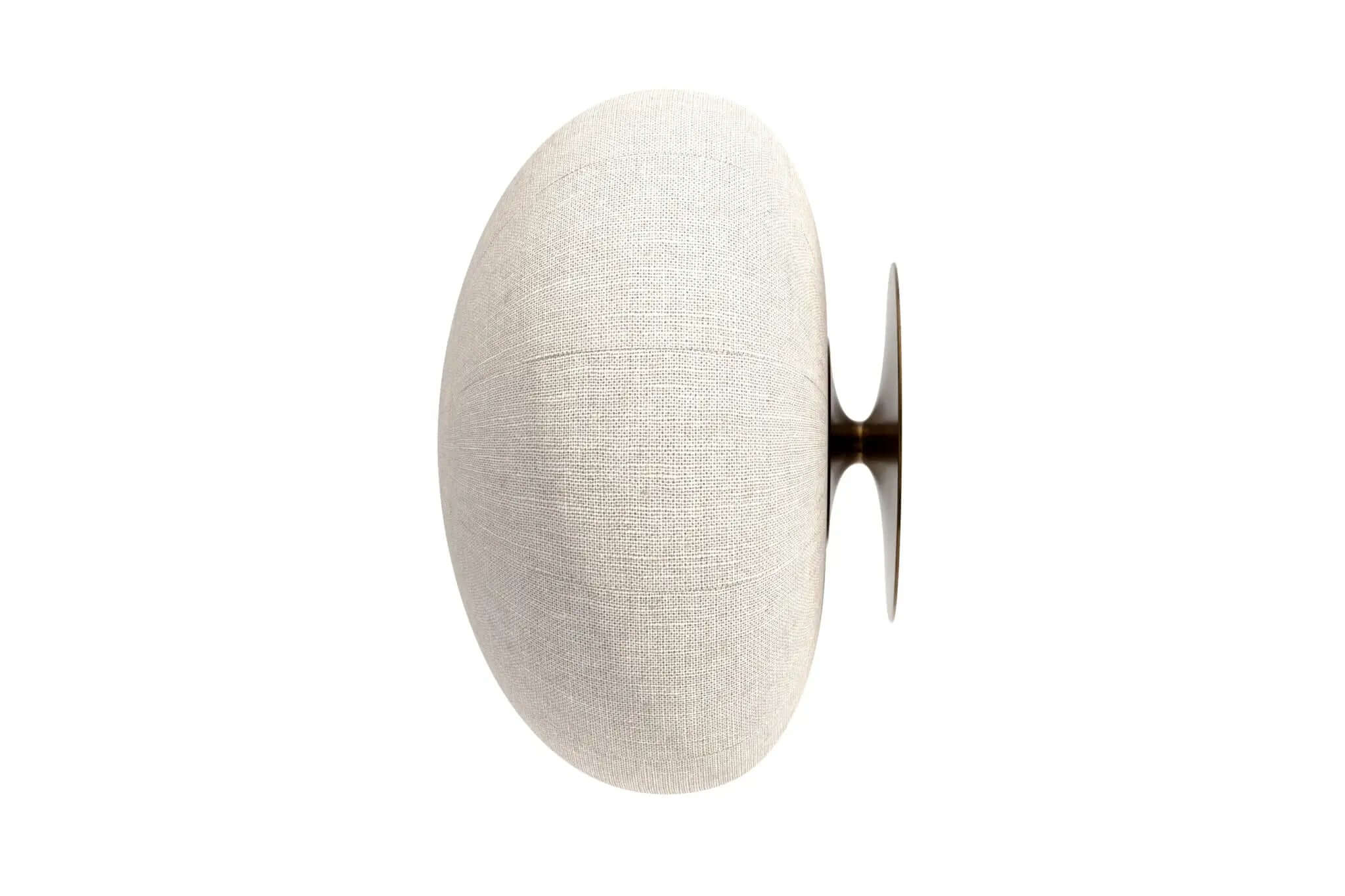 Side view of Chouette Wall Lamp with cream fabric shade and bronze metal base