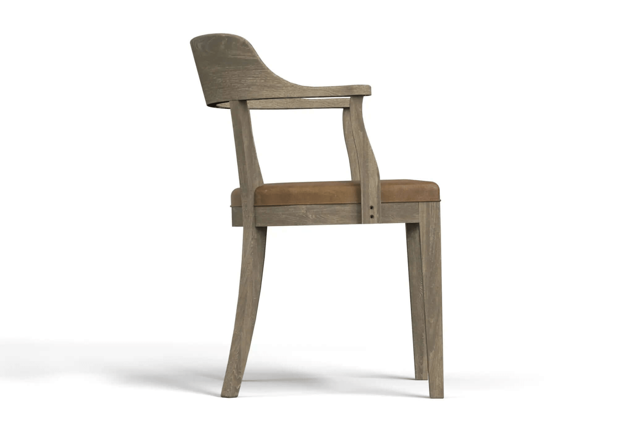 3D CAD model of Dalton Dining Chair with solid oak frame and leather upholstered seat