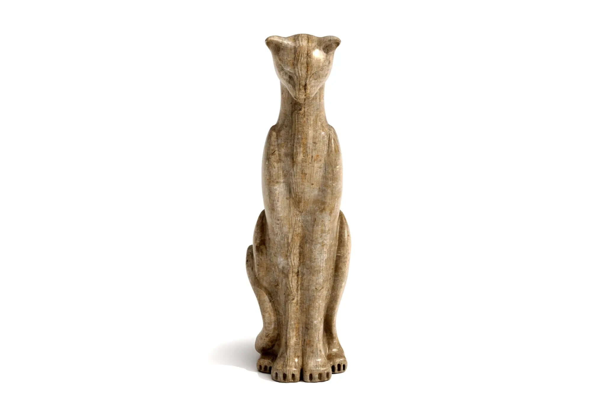 Handcarved Cat Sculpture 3D CAD wooden feline statue elegant pose