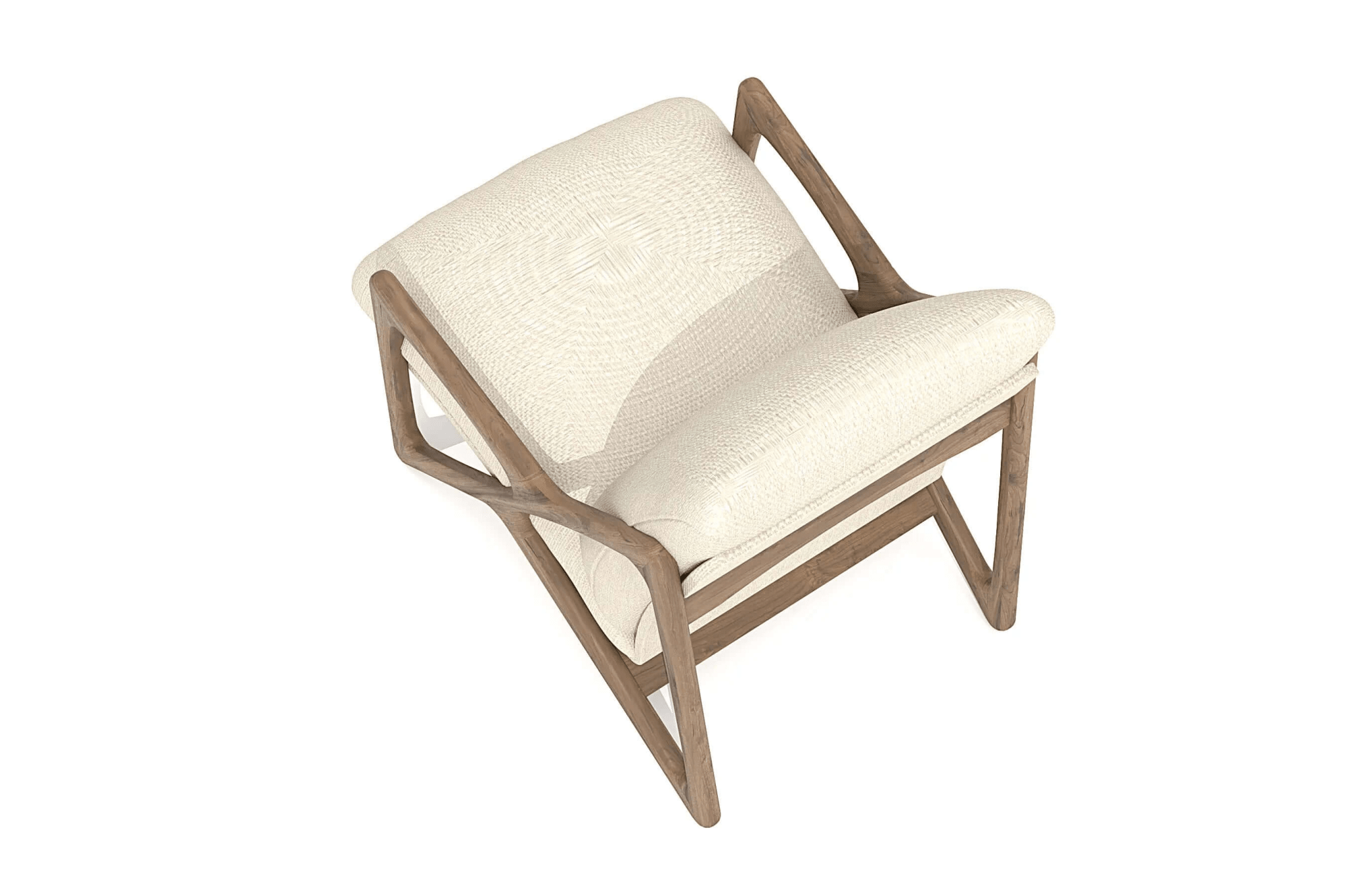 3D CAD model of Janis Lounge Chair with geometric open-frame wooden design