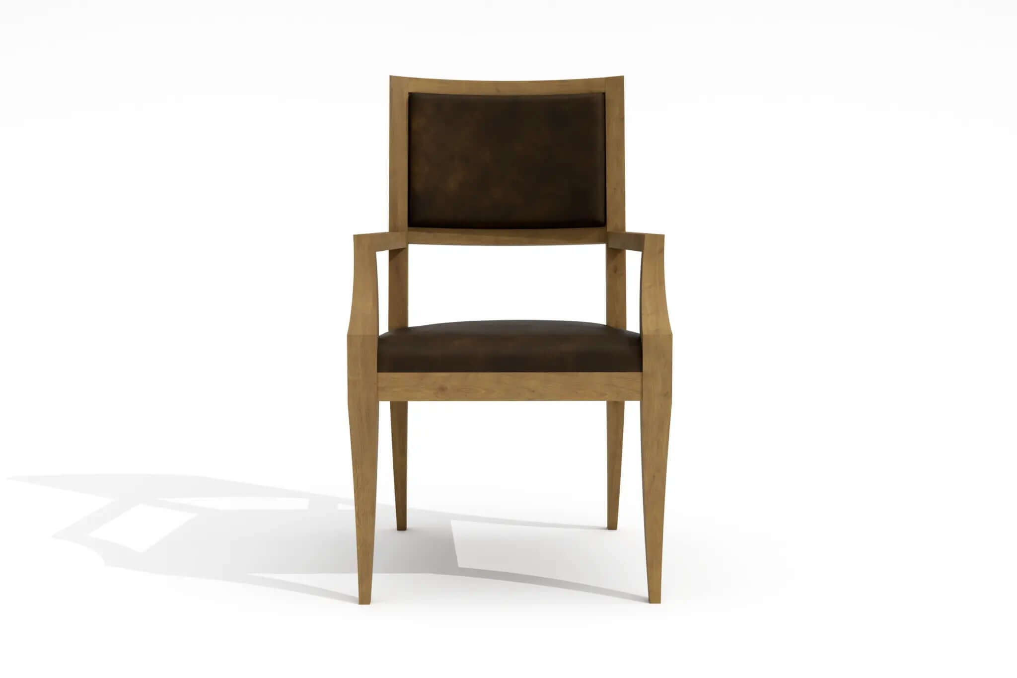 Jody Dining Chair with wooden frame and brown leather upholstered seat and backrest, modern classic design