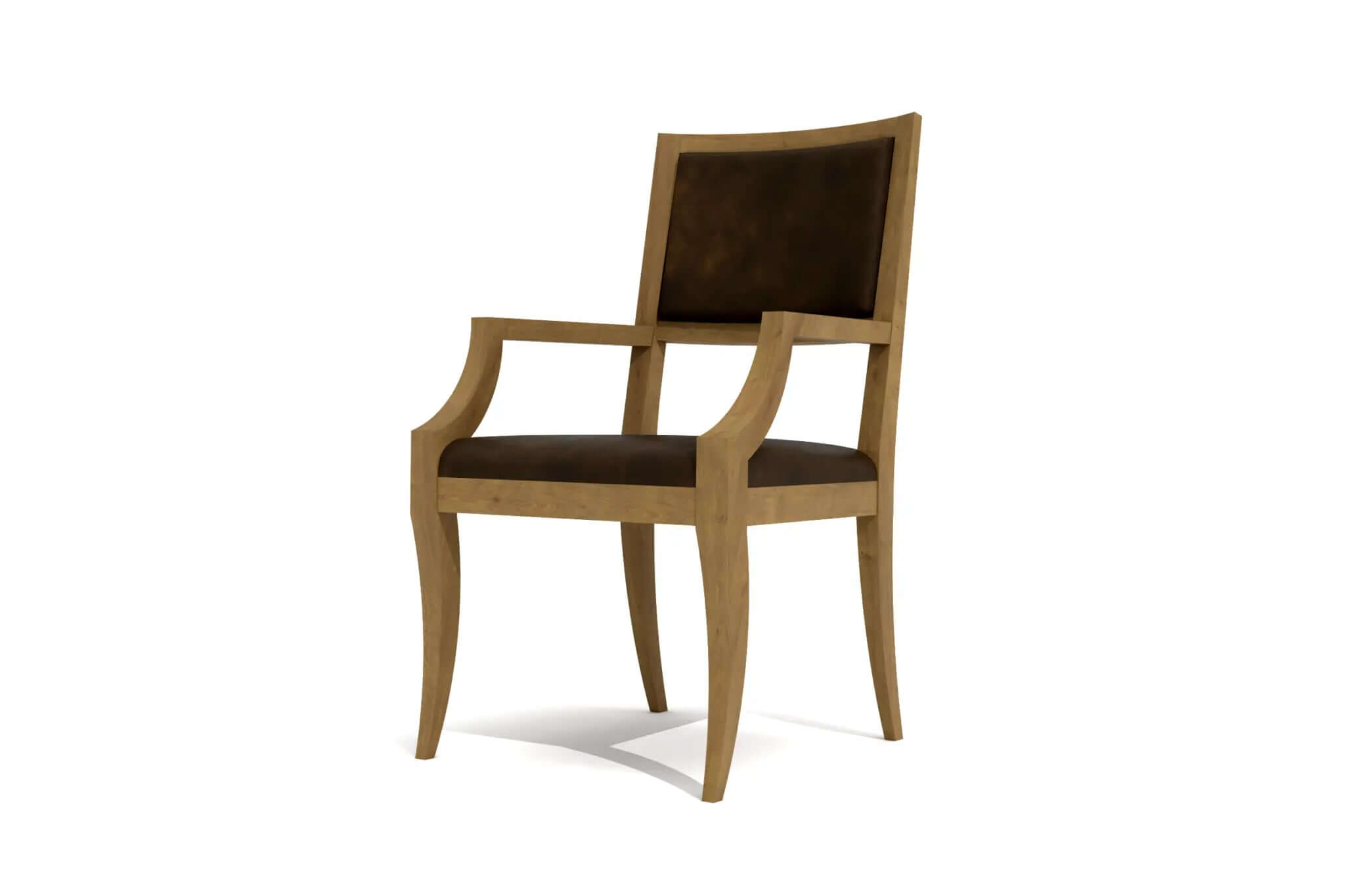 Jody Dining Chair with wooden frame and brown upholstered seat and backrest in 3D CAD design