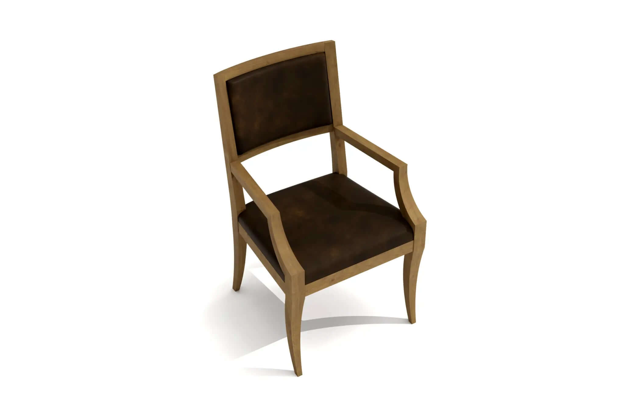 Jody Dining Chair with wooden frame and dark leather upholstered seat and backrest, modern classic design.