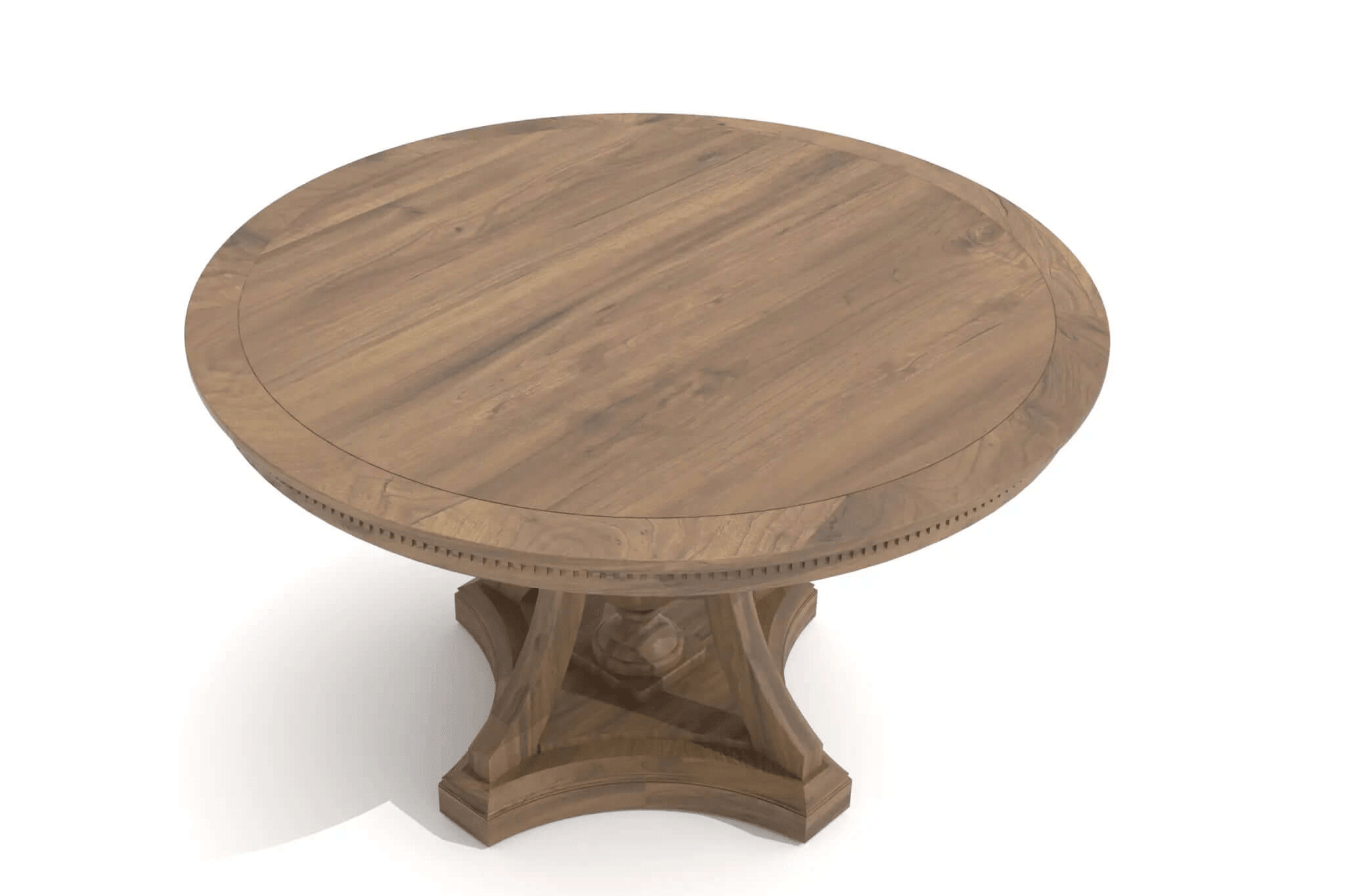 3D CAD model of Lea Dining Table with round wood top and sculptural urn-shaped base