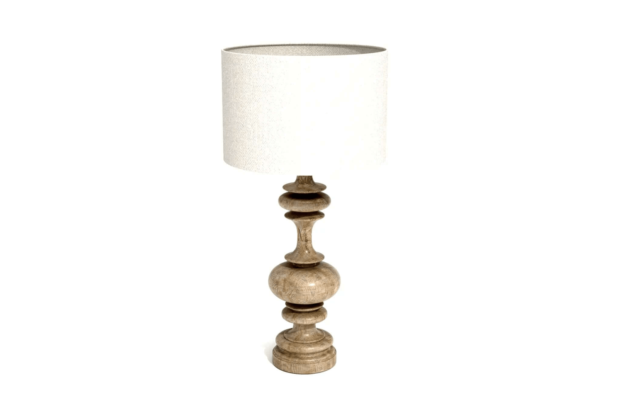 3D CAD design of Oxford Table Lamp with carved wooden base and green textured shade
