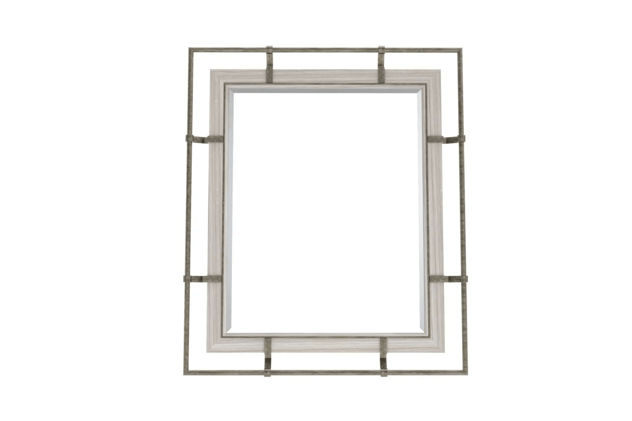 Pedro Wall Mirror with dual wood and metal frame in modern industrial design
