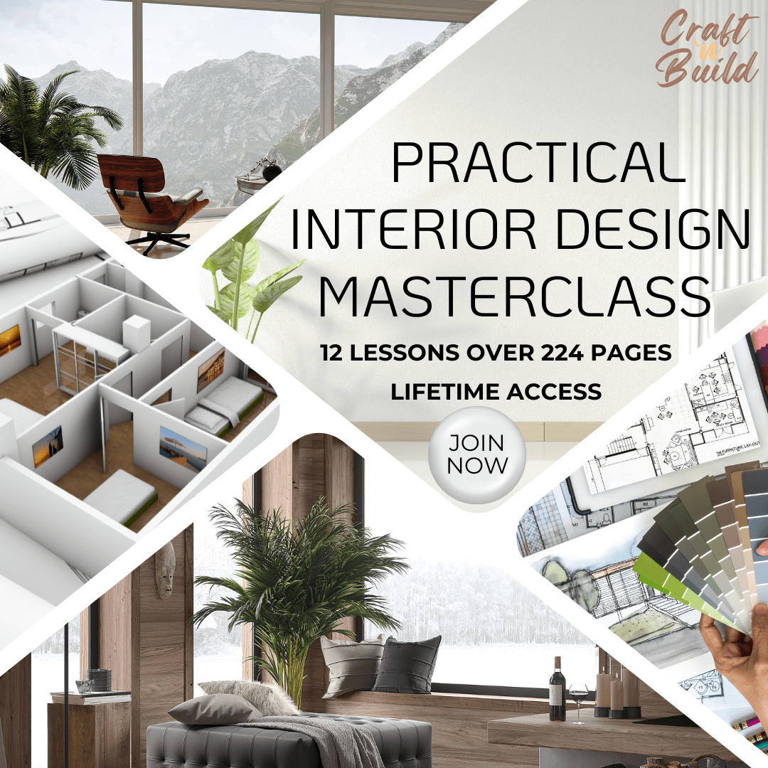 Practical Interior Design: A Masterclass showcasing course details and design inspiration for modern spaces.