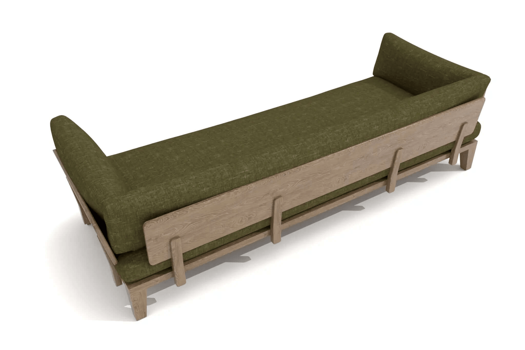 Ralph 3 Seat Sofa in deep olive-green with wooden frame and plush cushions, designed for casual comfort and modern living rooms