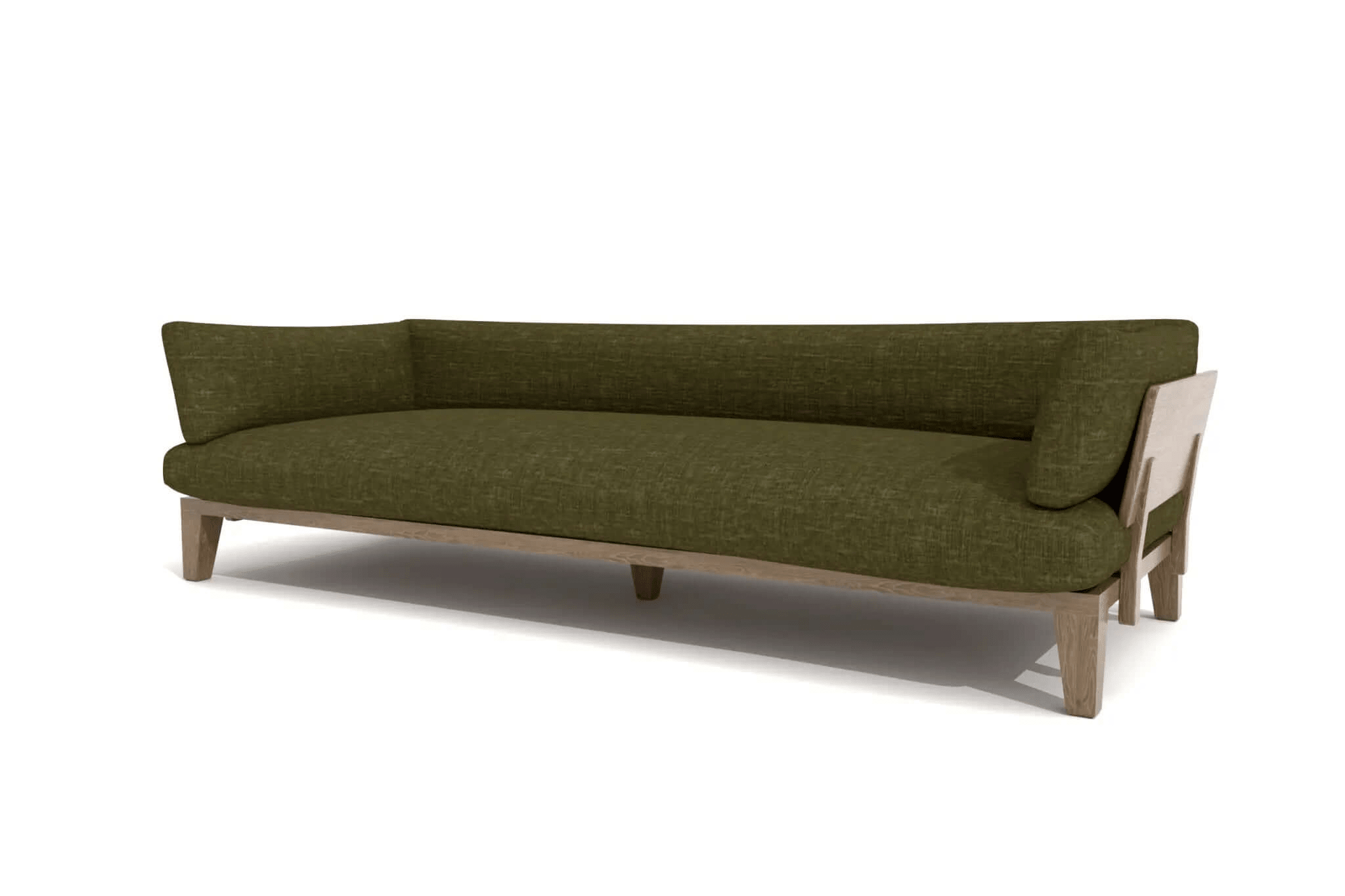 Ralph 3 seat sofa casual comfort olive green upholstery wooden frame 3D CAD model
