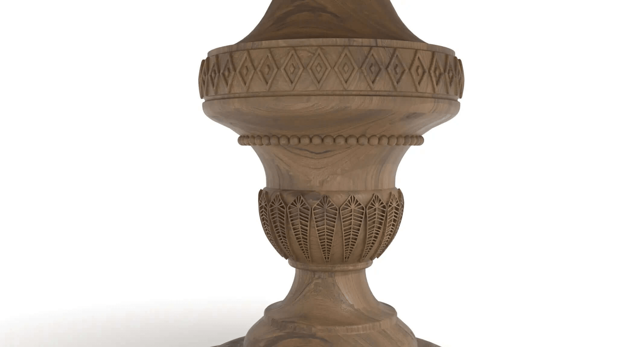 Roma Center Table 3D CAD rendering with round pedestal and honey-brown wood finish