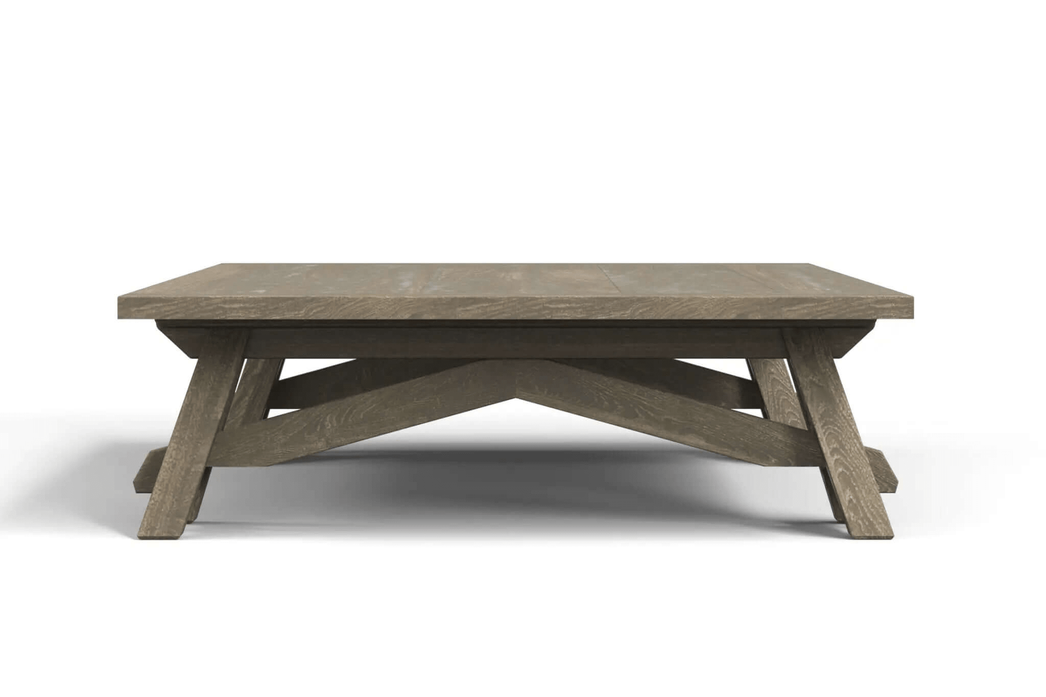 3D CAD model of Sawhorse Coffee Table with solid wood top and angled legs