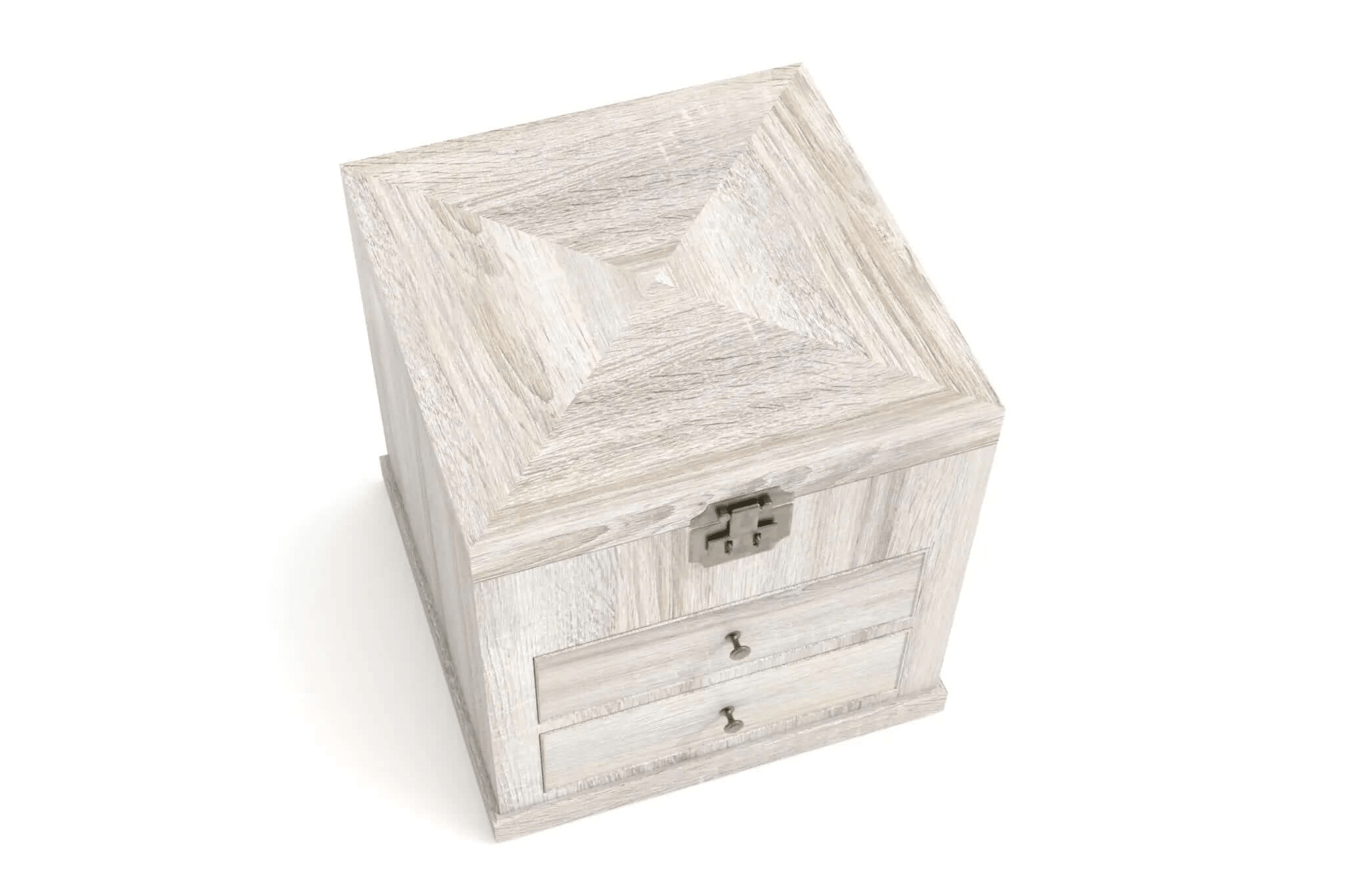 3D CAD model of Vincent Bedside Cabinet with vintage wood texture and brass hardware