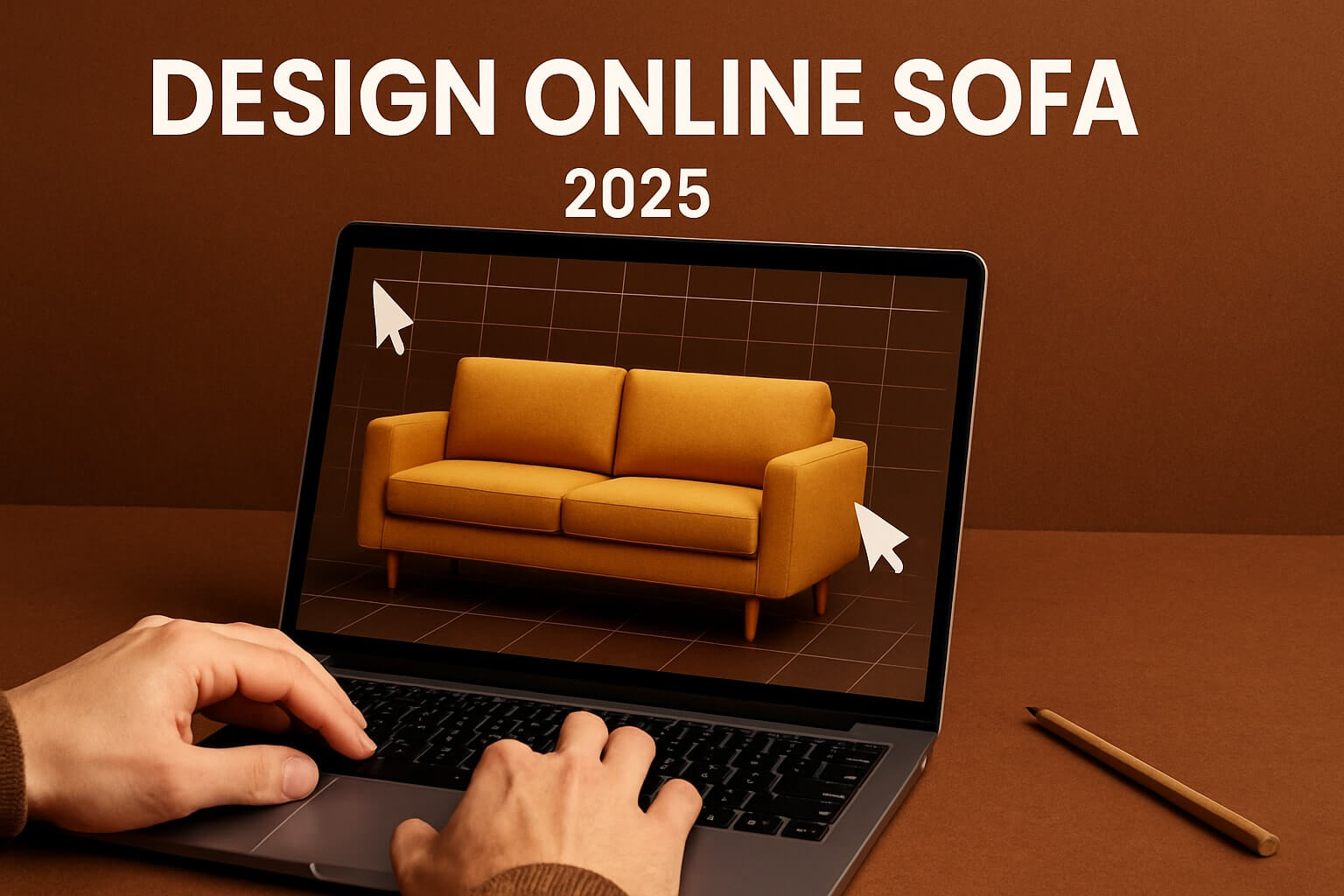 Laptop displaying sofa design software for online sofa design guide 2025