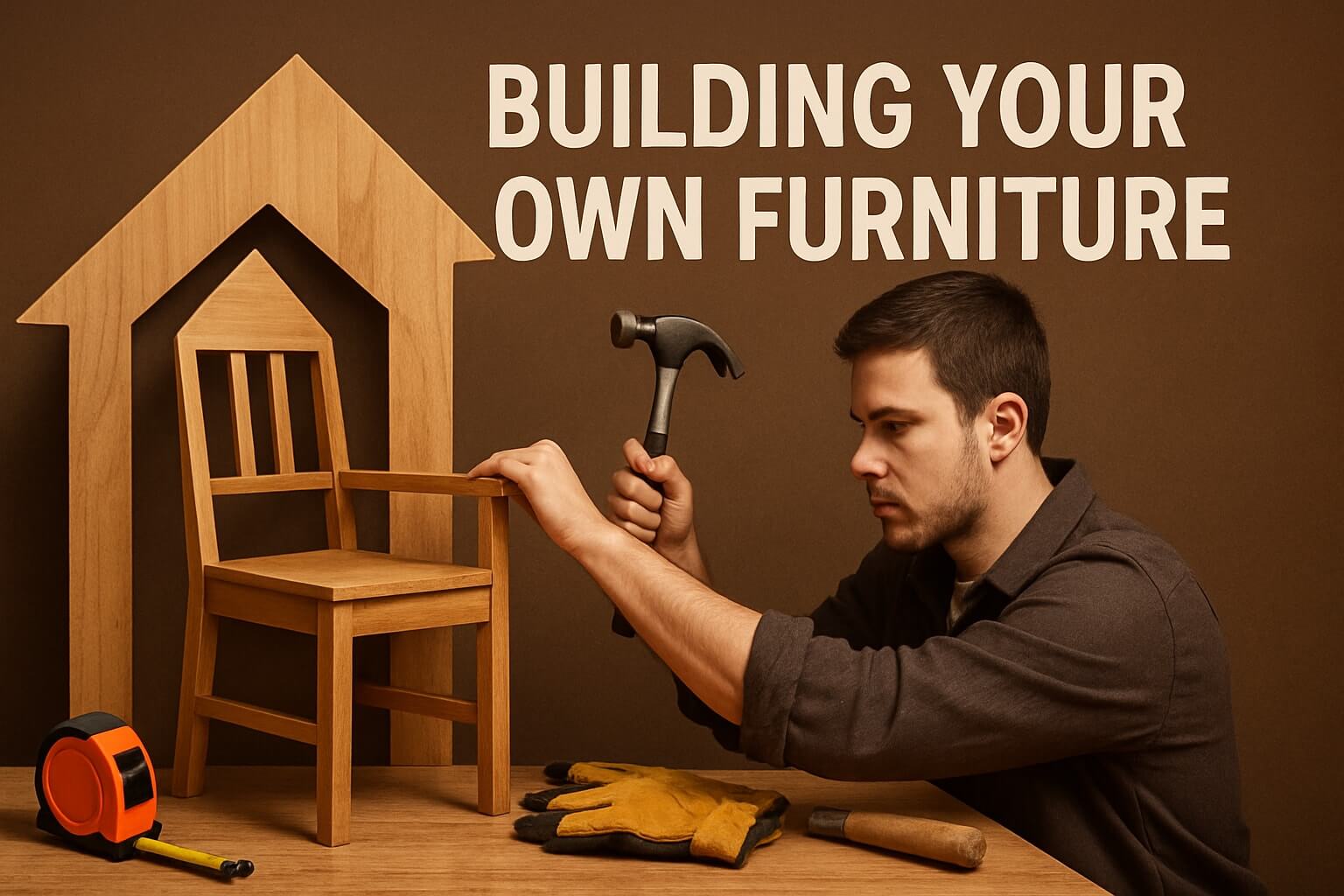 Man building wooden chair in DIY furniture guide 2025