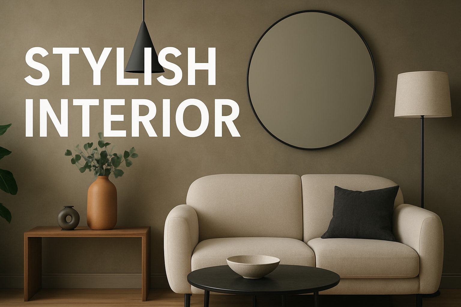 Modern living room showcasing Essential Stylish Interior Tips with neutral tones and minimalist decor.