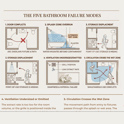 Modern bathroom interior showcasing professional bathroom design with ergonomic fixtures and technical layout constraints