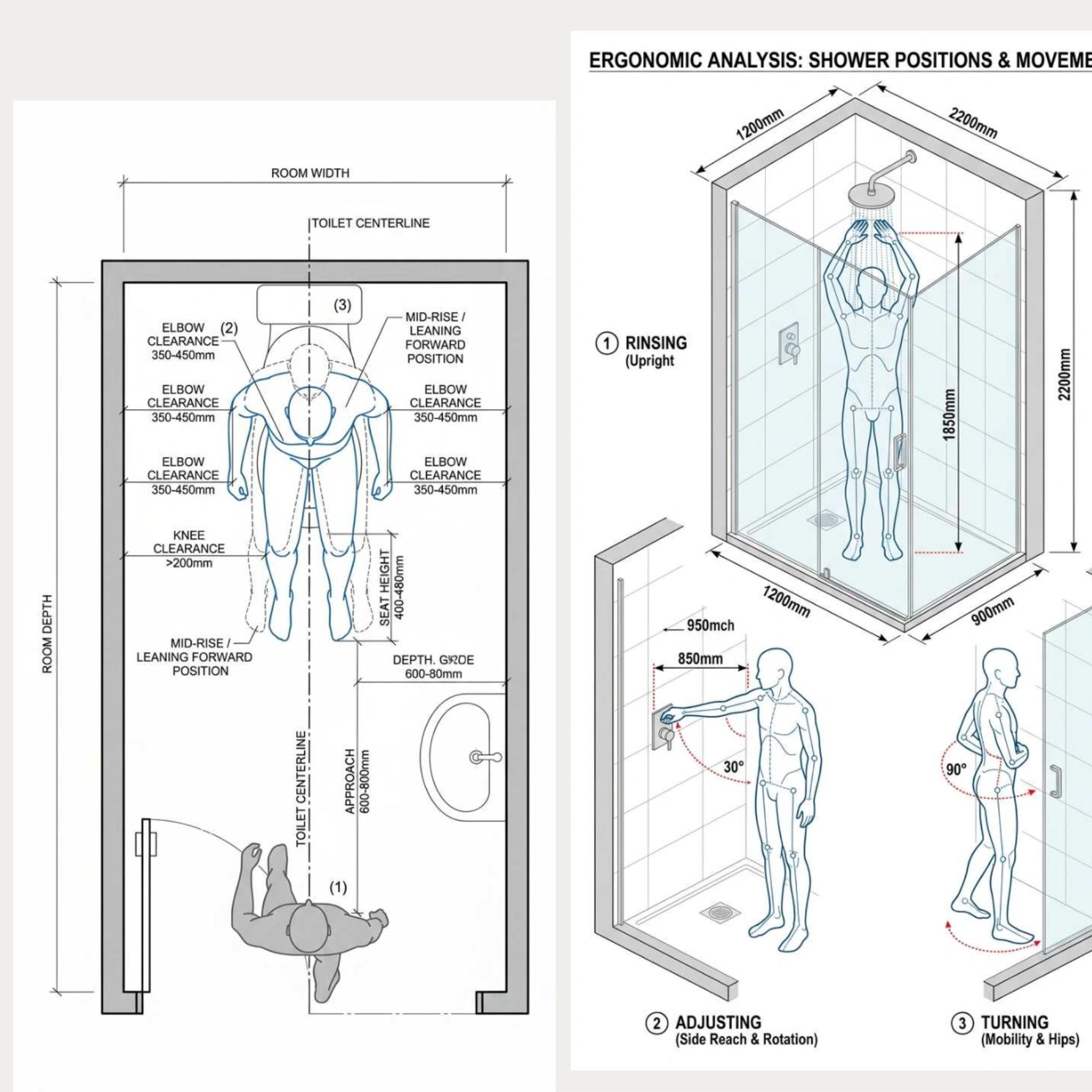 Modern bathroom interior showcasing professional bathroom design with fixtures, lighting, and ergonomic layout