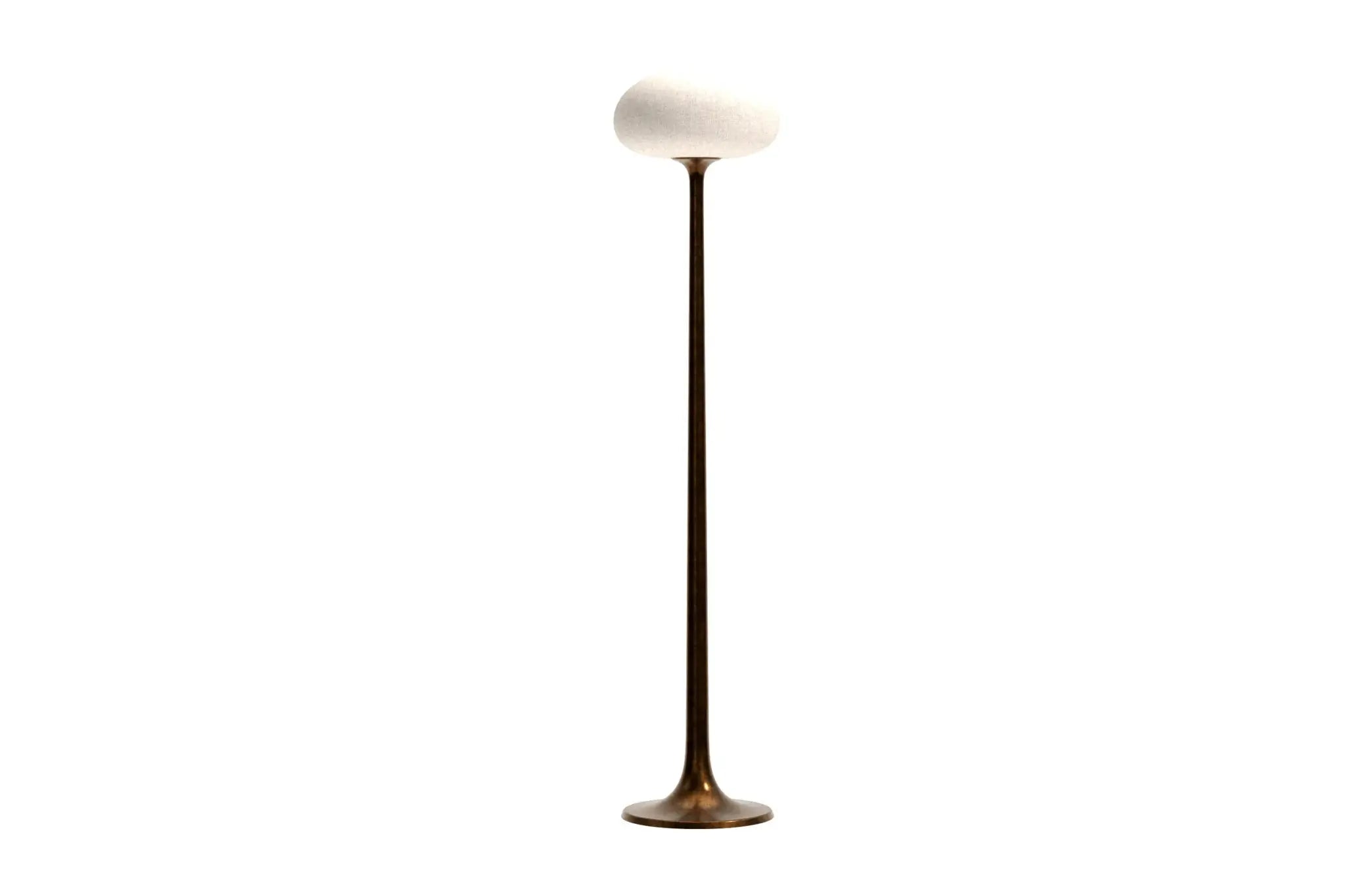 Chouette Floor Lamp - 3D CAD with bronze-like patina stem and cream shade.