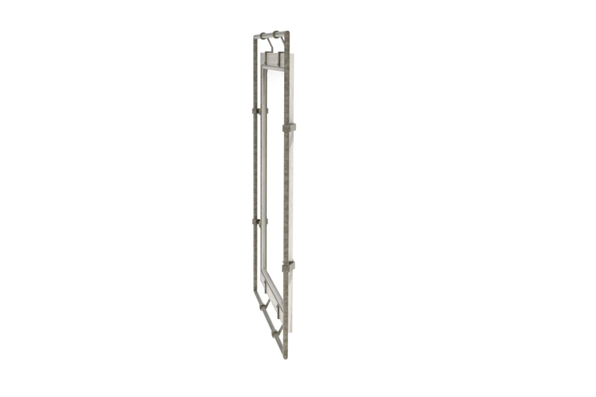 Pedro wall mirror in 3D CAD view, featuring a dual-frame design with natural wood and brushed metal finish.