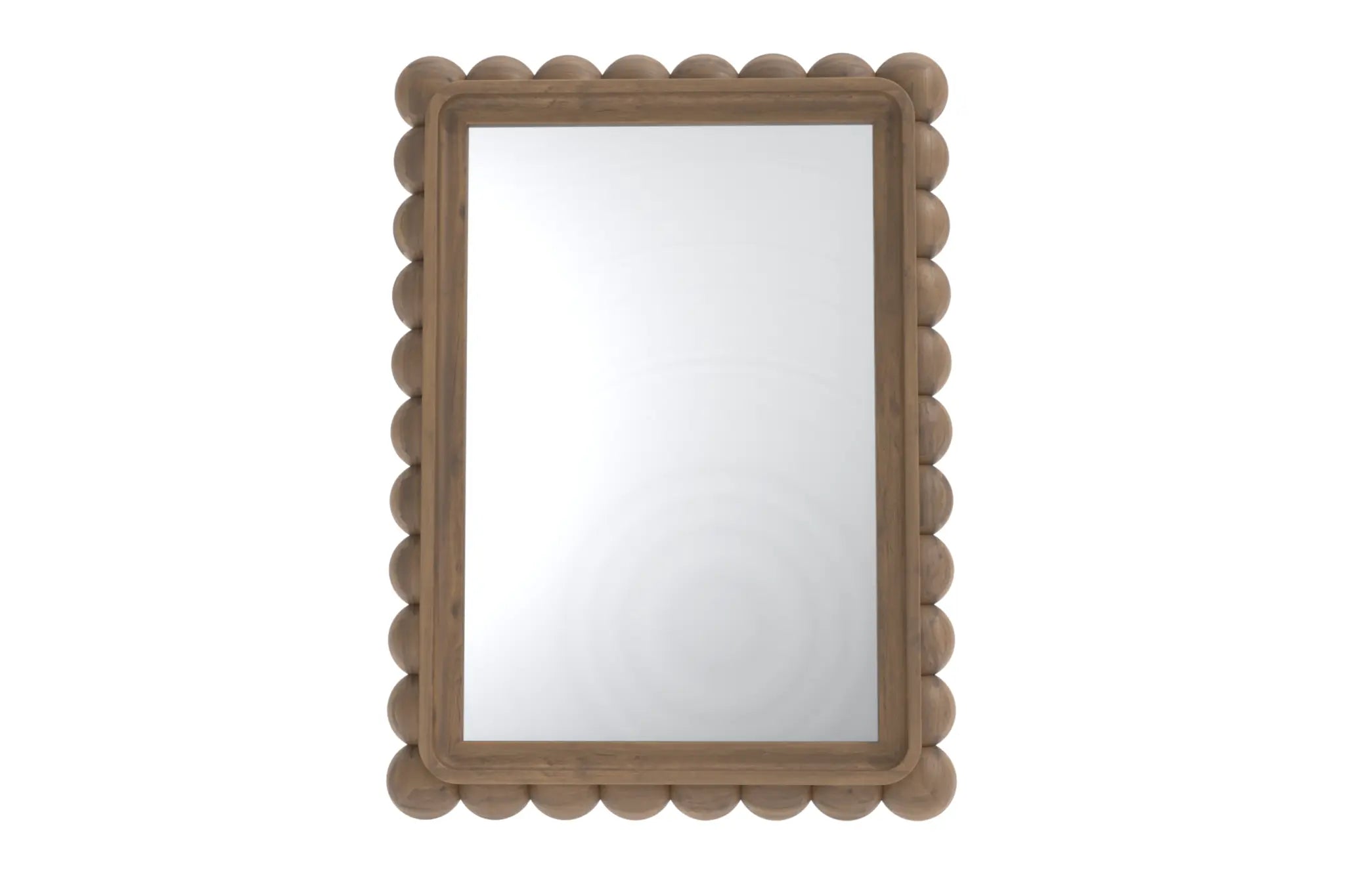 Magaritari Wall Mirror - 3D CAD with bead frame and warm-toned wood.
