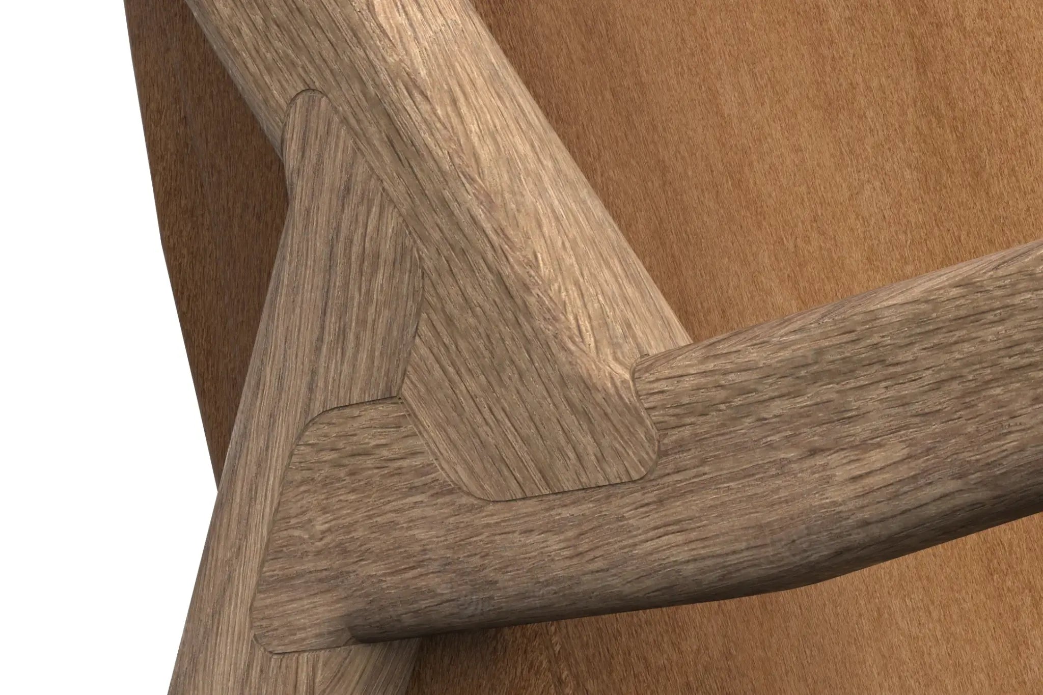 Harrald Lounge Chair 3D CAD oak frame detail.