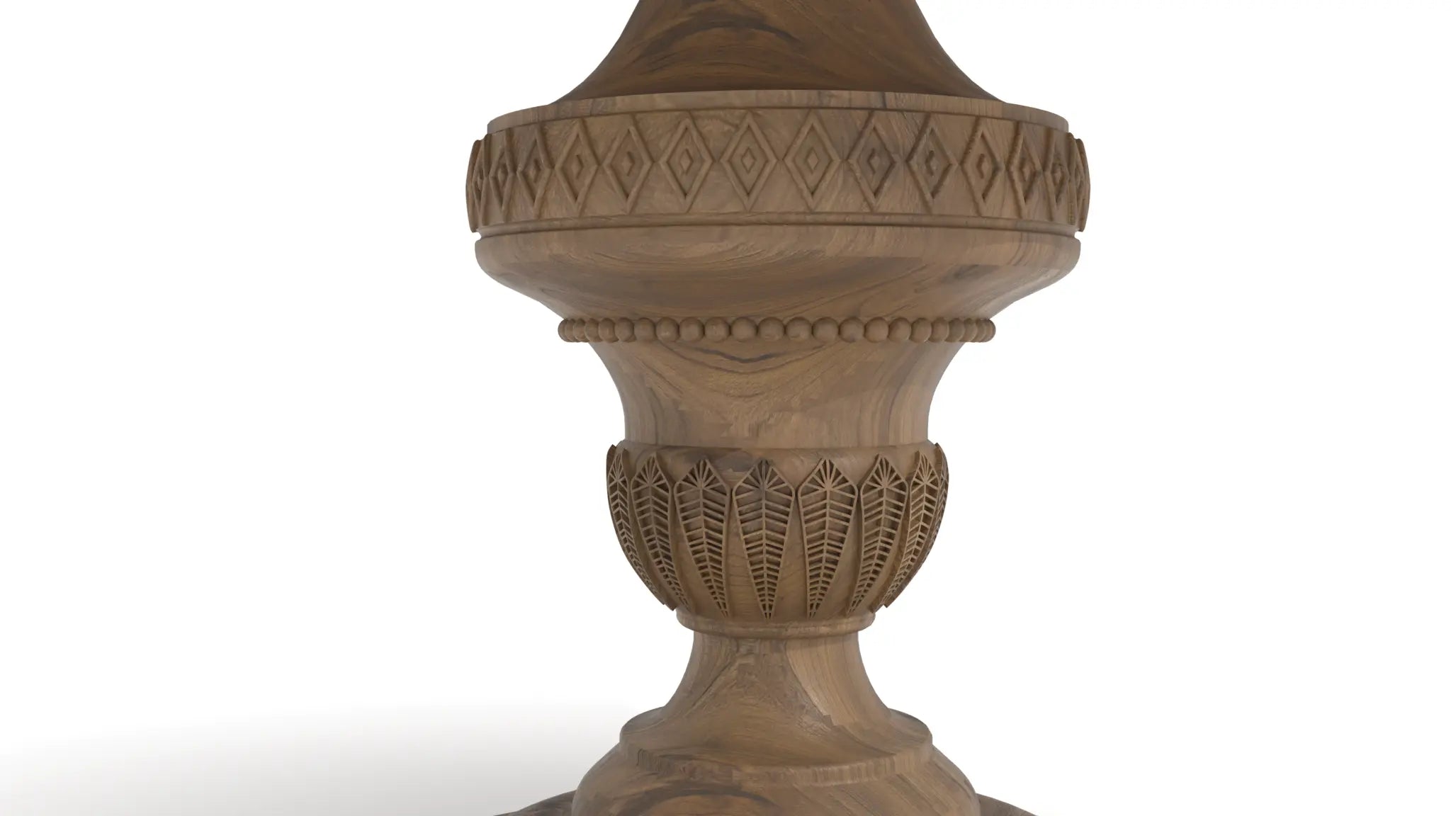 Roma Center Table with hand-carved details and honey-brown finish showcasing vintage European design.