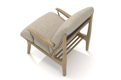 Lennon Lounge Chair - 3D CAD showcasing its elegant design and solid oak frame from above.
