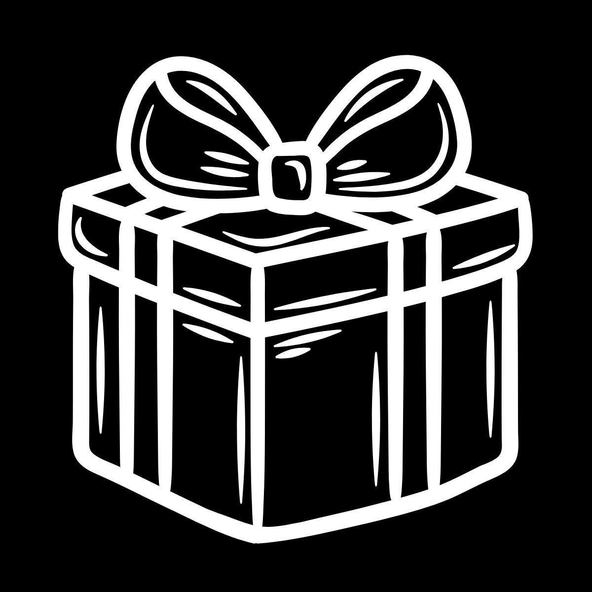 Send as a Gift | Unique Courses & Designs to Share - illustrated gift box with a bow on a black background.